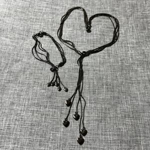 925 Sterling Silver Five Strand Laurette Hearts Italy Necklace & Bracelet